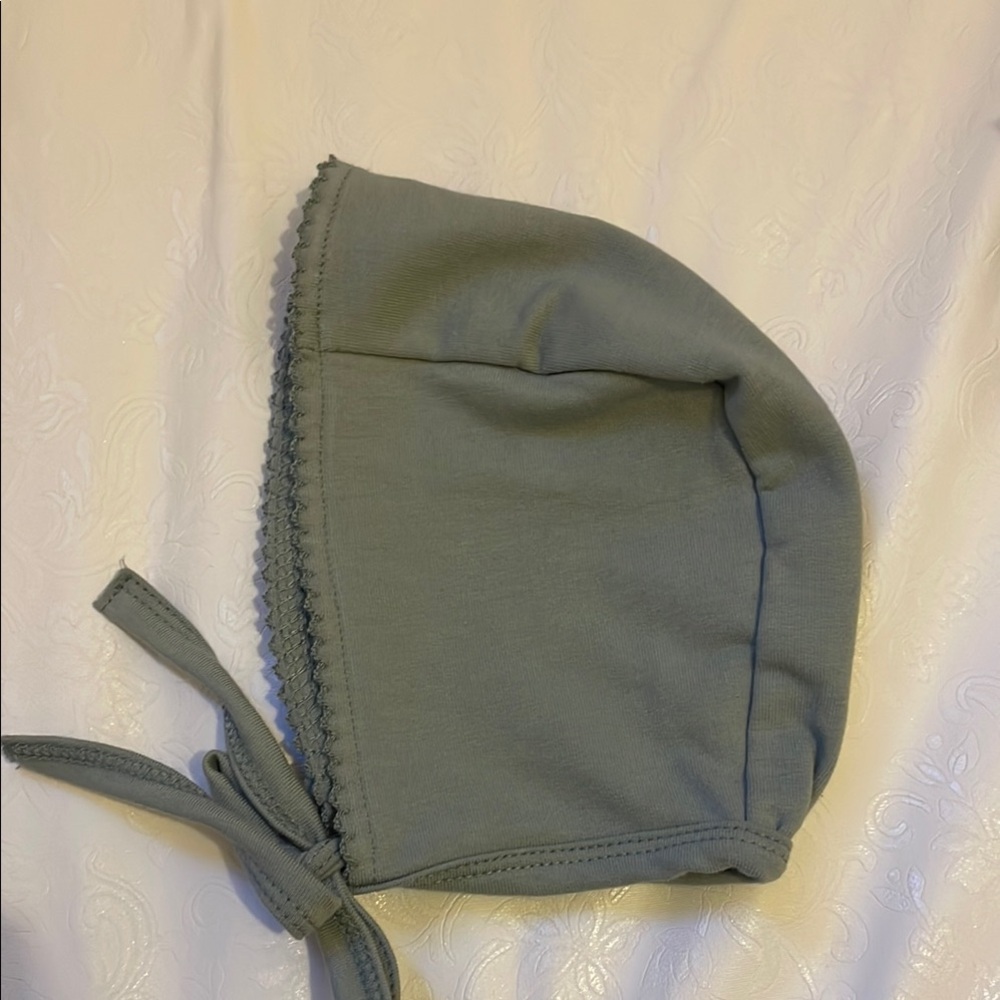 Green Baby Bonnet with Ties